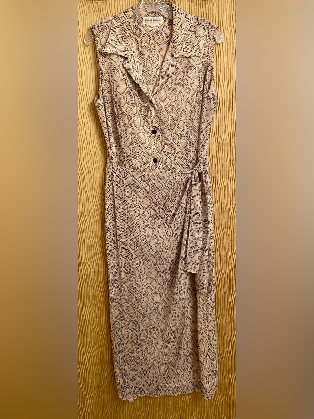 David Warren Sleeveless Snake-Print Maxi Dress in Beige and Black